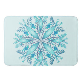 Alfombrilla De Baño Mandala floral - Boho azul turquesa Snowflake