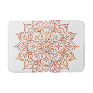 Alfombrilla De Baño Mandala rosa y Naranja en Glam Blanco