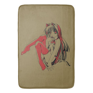 Alfombrilla De Baño Manga de R & B, Anime Loli Gatita Neko Peluda