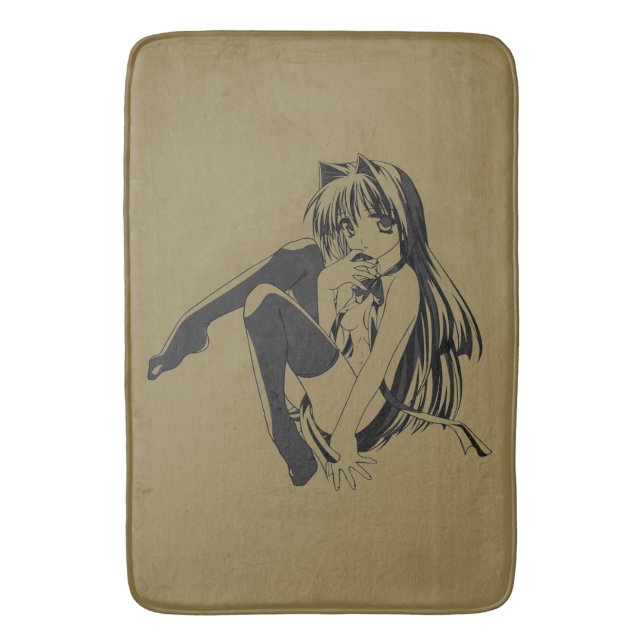 Alfombrilla De Baño Manga, Neko Catgirl Furry Anime Loli Slave (Frente vertical)