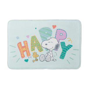 Alfombrilla De Baño Maní   Snoopy & Woodstock Happy