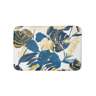 Alfombrilla De Baño Mano tropical dibujada: Patrón creativo sin foco