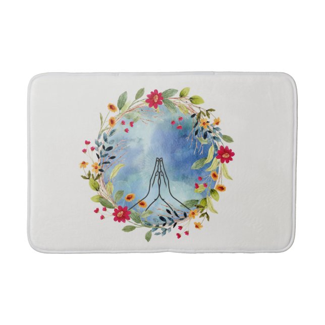 Alfombrilla De Baño Manos rezando acuarela (Anverso)