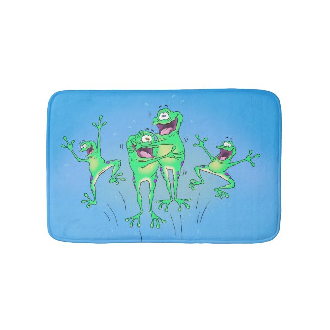 Alfombrilla De Baño Manta feliz del cuarto de baño de las ranas (Anverso)