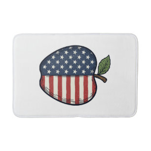 Alfombrilla De Baño Manzana Patriótica Grabado Vintage Diseño Vectoria