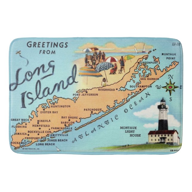Alfombrilla De Baño Mapa Antiguo de Long Island (Anverso)