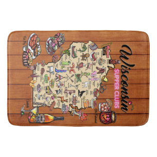 Alfombrilla De Baño Mapa de Bath Mat - Wisconsin Supper Club