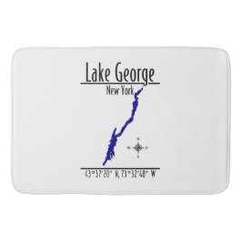 Alfombrilla De Baño Mapa de coordenadas de la costa del lago George, N