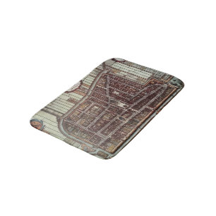 Alfombrilla De Baño Mapa de la ciudad de Réplica de Delft de 1649