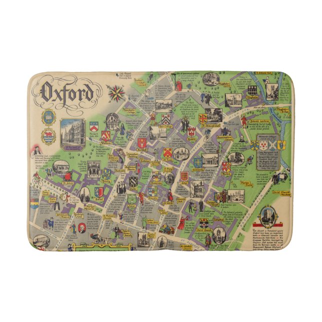 Alfombrilla De Baño Mapa de Oxford, Inglaterra (ferrocarriles (Anverso)