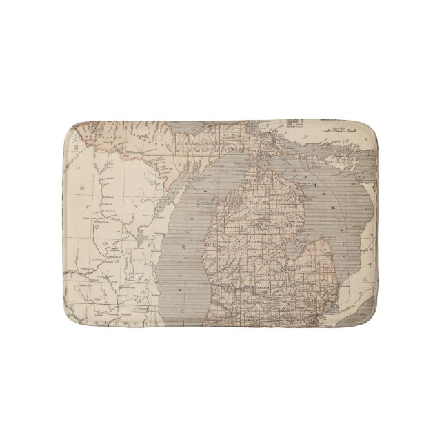 Alfombrilla De Baño Mapa del atlas de Michigan (Anverso)