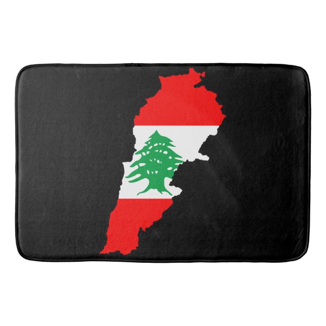 Alfombrilla De Baño Mapa del Líbano con bandera (Anverso)