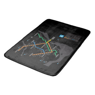 Alfombrilla De Baño Mapa del metro de Montreal STM fondo negro HD