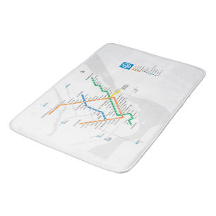 Alfombrilla De Baño Mapa del metro de Montreal STM ligero blanco HD