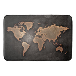 Alfombrilla De Baño Mapa del mundo cuero geográfico marrón
