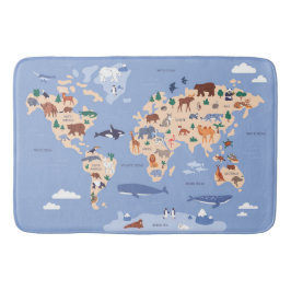 Alfombrilla De Baño Mapa del mundo infantil Cute Whimsical Moderno