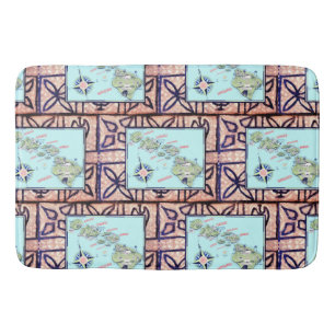 Alfombrilla De Baño Mapa Retro Hawaii