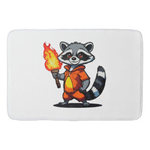 Alfombrilla De Baño Mapache con antorcha