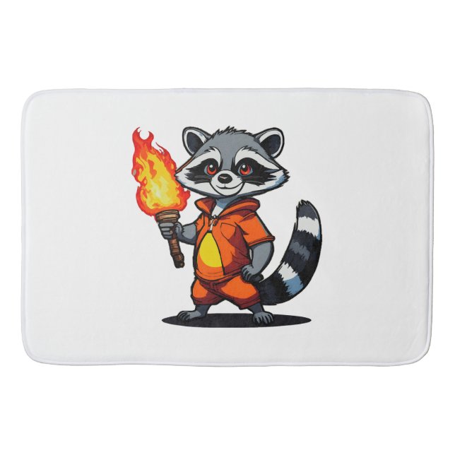 Alfombrilla De Baño Mapache con antorcha (Anverso)