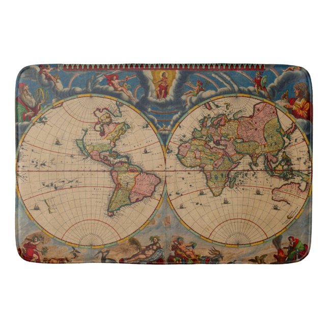 Alfombrilla De Baño Mapas del viejo mundo vintage (Anverso)