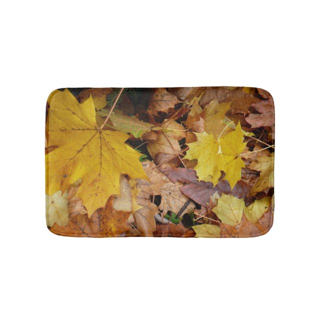Alfombrilla De Baño Maple caído deja naturaleza otoño amarilla (Anverso)