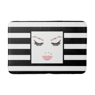 Alfombrilla De Baño Maquillaje Rosa Dorado Cara Cejas Labios Belleza G