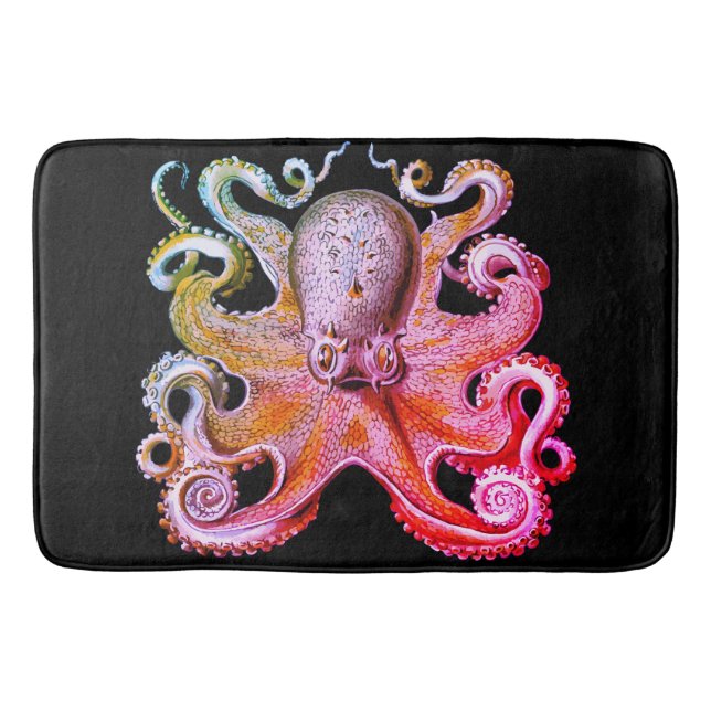 Alfombrilla De Baño Mar náutico Mezcla de pulpo arco iris rosa (Anverso)