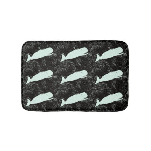 Alfombrilla De Baño mar negro con ballenas blancas nadando