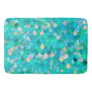Alfombrilla De Baño Maravillosa acuarela Purpurina Verde azulada Metal