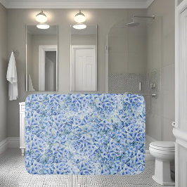 Alfombrilla De Baño Maravillosas hortensias azules - patrón floral