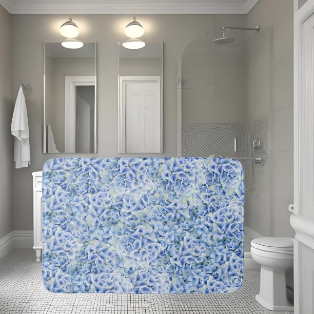 Alfombrilla De Baño Maravillosas hortensias azules - patrón floral (Subido por el creador)