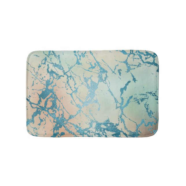 Alfombrilla De Baño Marble de lujo | Hermosa vena Verde azulada amaril (Anverso)