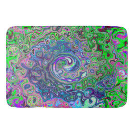 Alfombrilla De Baño Marble Lime Green y Purple Resumen Swirt Retro