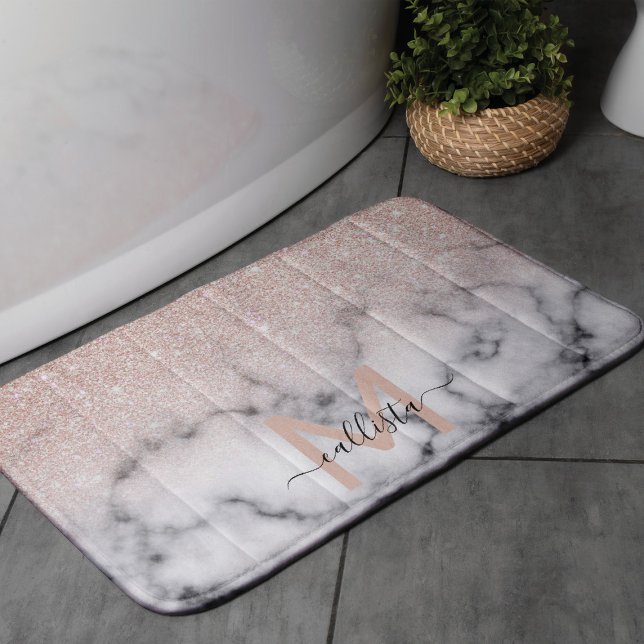 Alfombrilla De Baño Marble Ombre Purpurina de oro Rosa espumoso (Subido por el creador)