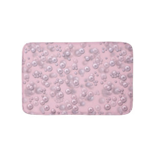 Alfombrilla De Baño Marcadores de perlas blancas en terciopelo rosa