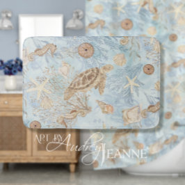 Alfombrilla De Baño Marea Turtle Blue Ocean Seahori Starfish Watercolo