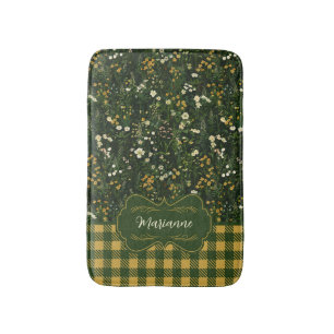 Alfombrilla De Baño Marianne Dark Daisy Floral Plaid