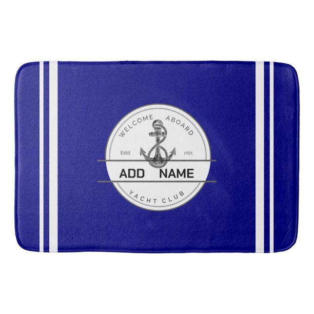Alfombrilla De Baño Marina azul Nautical Anchor club náutico marina (Anverso)