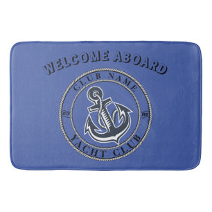 Alfombrilla De Baño Marina azul Nautical Anchor club náutico marina