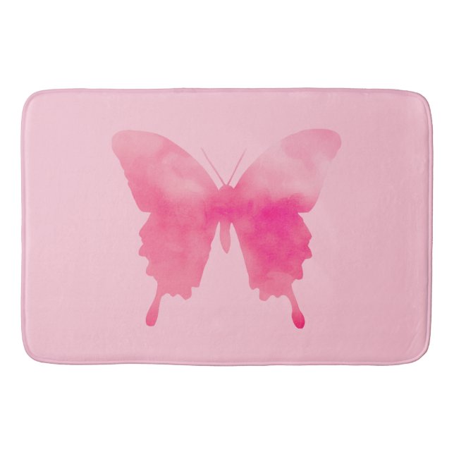 Alfombrilla De Baño Mariposa acuarela - Fuchsia y rosa (Anverso)
