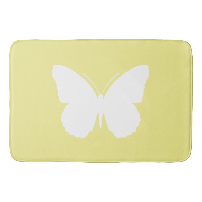 Alfombrilla De Baño Mariposa blanca en amarillo de mantequilla (Anverso)
