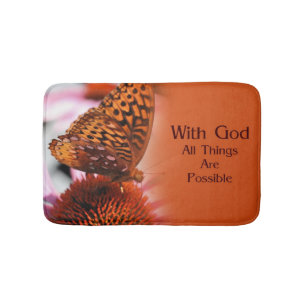 Alfombrilla De Baño Mariposa con cita Inspiradora de Dios