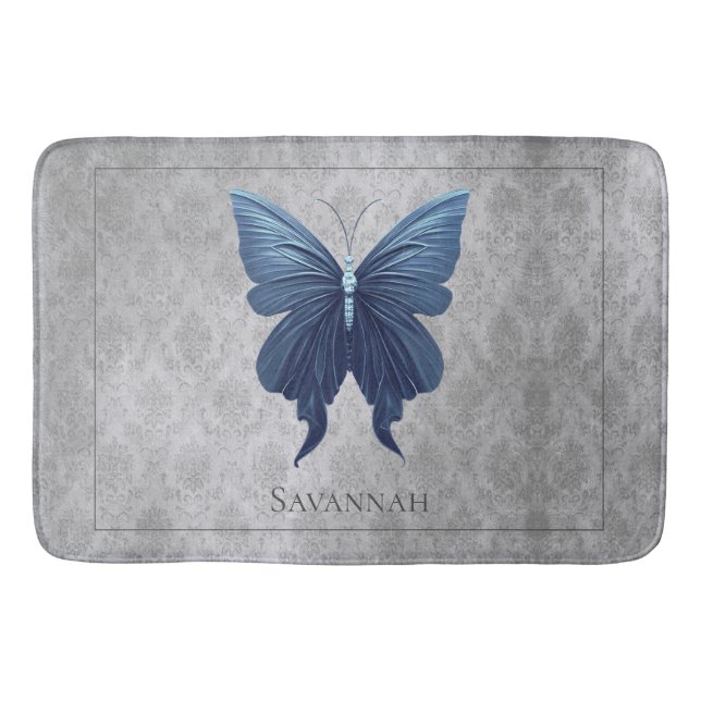 Alfombrilla De Baño Mariposa con manchas azules (Anverso)