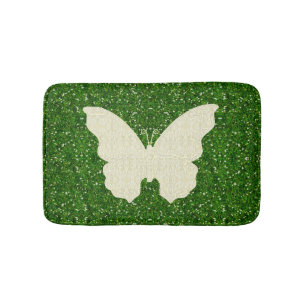 Alfombrilla De Baño Mariposa De Lazo Blanco Sobre La Mata De Baño De P