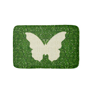 Alfombrilla De Baño Mariposa De Lazo Blanco Sobre La Mata De Baño De P