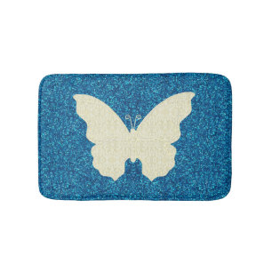Alfombrilla De Baño Mariposa De Lazo Blanco Sobre La Mata De Baño De P