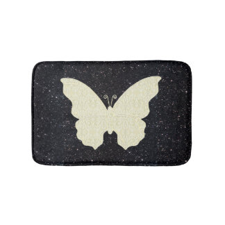 Alfombrilla De Baño Mariposa De Lazo Blanco Sobre Mat De Baño De Purpu