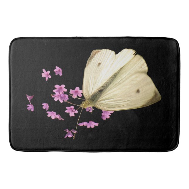 Alfombrilla De Baño Mariposa en Verbena Flores Bath Mats (Anverso)