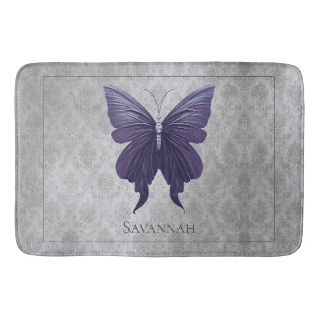 Alfombrilla De Baño Mariposa gaseada morada (Anverso)