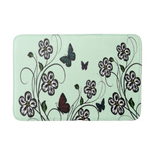 Alfombrilla De Baño Mariposa Jardín Verde 